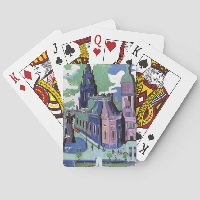  Kirchner View of Dresden Schlossplatz Fine Art Poker Cards (Back)