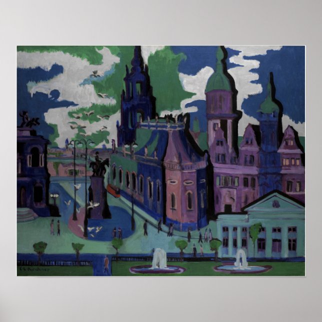 Kirchner - View Of Dresden Schlossplatz Poster (Front)