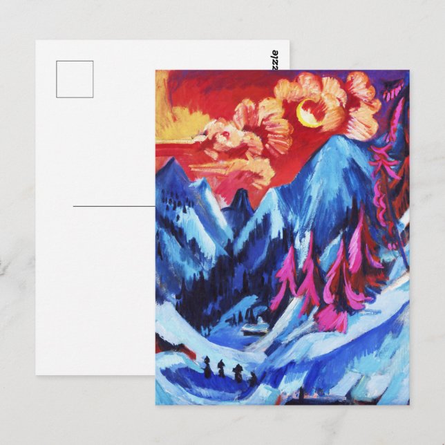 Kirchner Winter Landscape Moonlight Fine Art Postcard (Front/Back)
