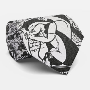 Kirchner Woodcut – Noir Study Neck Tie