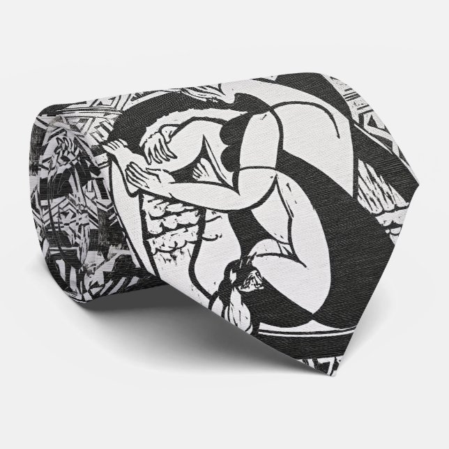 Kirchner Woodcut – Noir Study Neck Tie (Rolled)