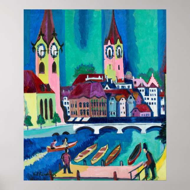 Kirchner Zurich Cityscape Expressionist Art Poster (Front)