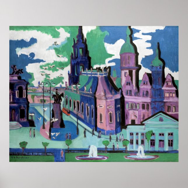Kirchner's View of Dresden Schlossplatz Poster (Front)