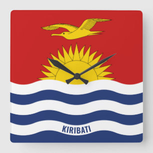 Kiribati Flag Dazzling Patriotic Square Wall Clock