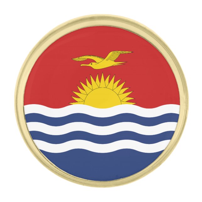 Kiribati Flag Gold Finish Lapel Pin (Front)
