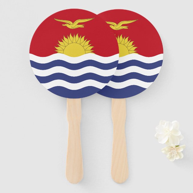 Kiribati flag hand fan (Front and Back)