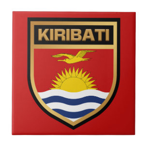 Kiribati Flag Shield Ceramic Tile