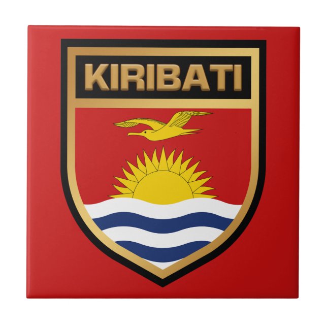 Kiribati Flag Shield Ceramic Tile (Front)