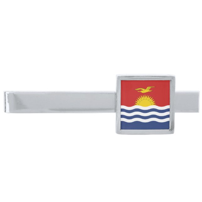 Kiribati Flag Silver Finish Tie Bar (Front)