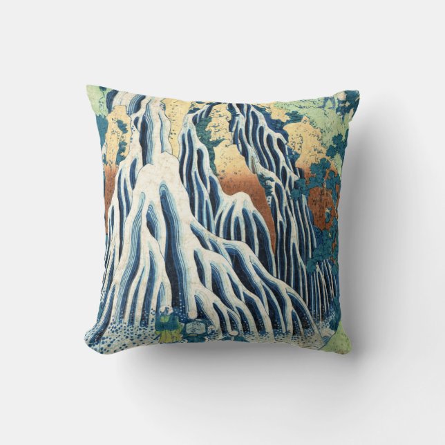 kirifuri waterfall at mt kurokami Hokusai ukiyo-e Throw Pillow (Front)