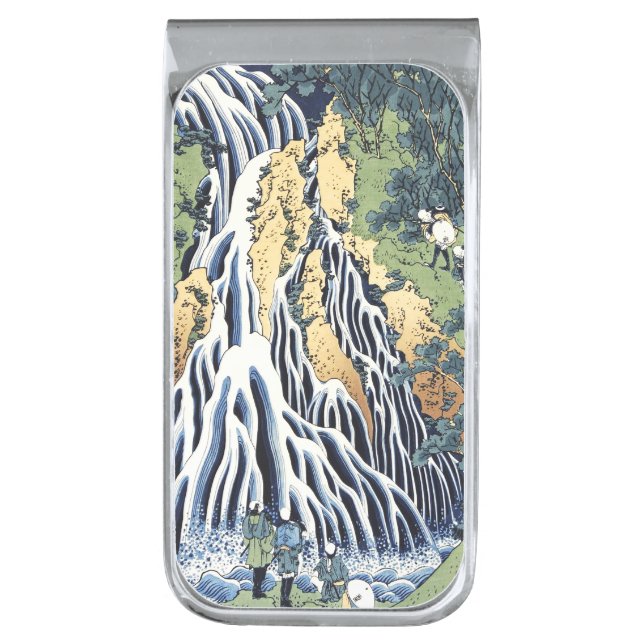 Kirifuri waterfall near Kurokami mountain Housai   Silver Finish Money Clip (Front Vertical)