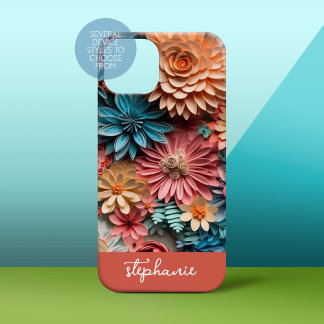 kirigami flowers - boho colors paper craft iPhone 17 pro case
