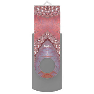 KIRILEE ~ Abstract Pattern Pink White Gray ~ Flash Drive