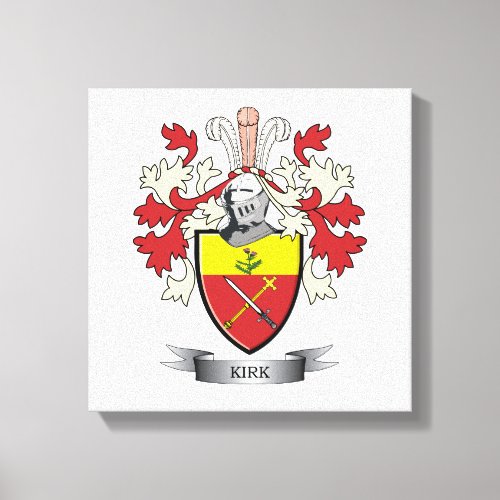 Kirk Family Crest Coat of Arms Canvas Print