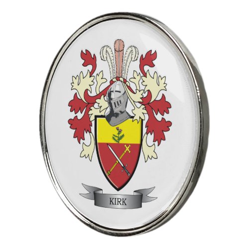 Kirk Family Crest Coat of Arms Golf Ball Marker