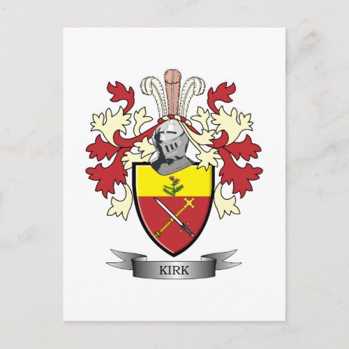 Kirk Family Crest Coat of Arms Postcard