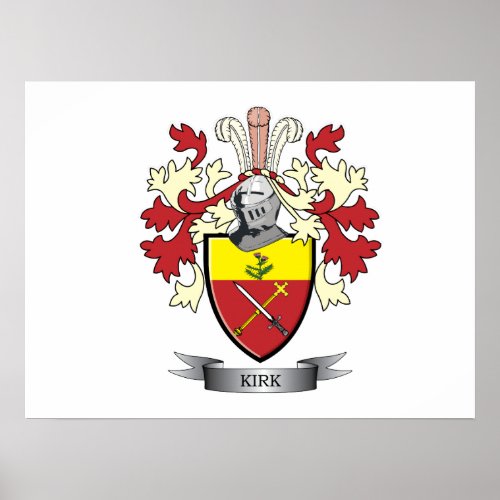 Kirk Family Crest Coat of Arms Poster