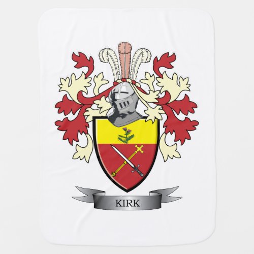 Kirk Family Crest Coat of Arms Receiving Blanket