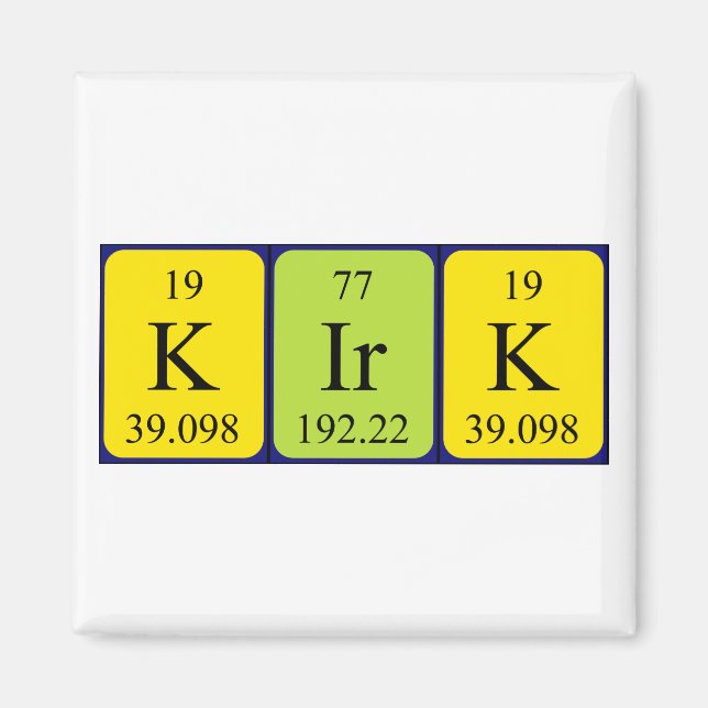 Kirk periodic table name magnet (Front)
