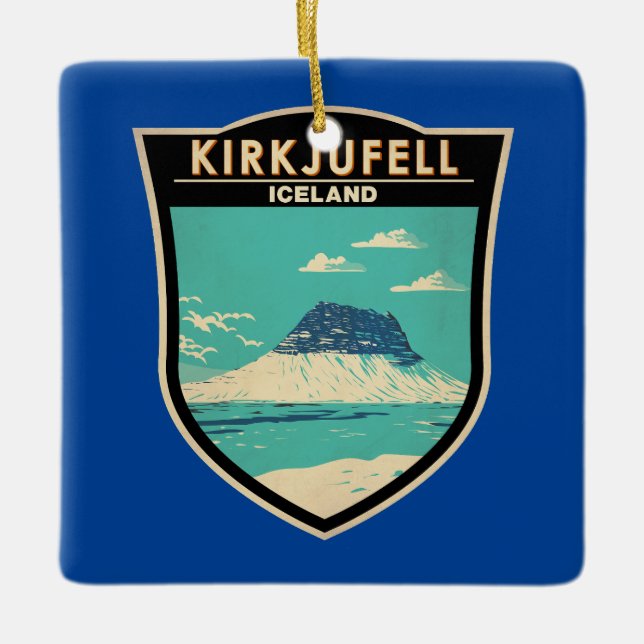 Kirkjufell Iceland Travel Art Vintage Ceramic Ornament (Front)
