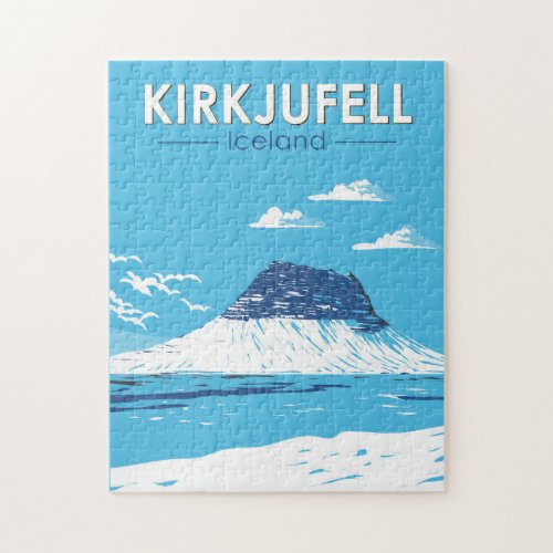 Kirkjufell Iceland Travel Art Vintage Jigsaw Puzzle