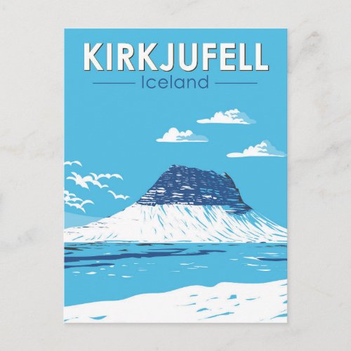 Kirkjufell Iceland Travel Art Vintage Postcard
