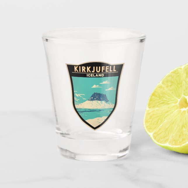 Kirkjufell Iceland Travel Art Vintage Shot Glass (Front)