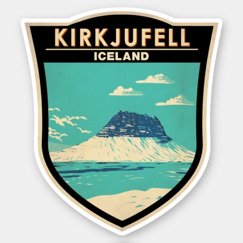 Kirkjufell Iceland Travel Art Vintage Sticker