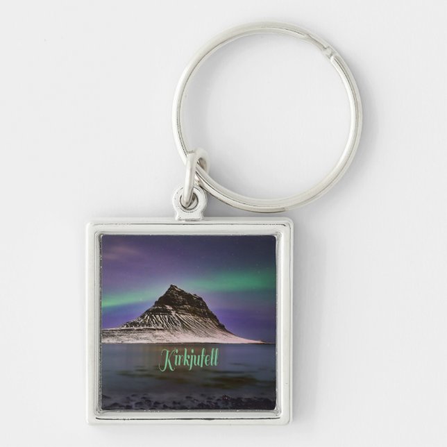 Kirkjufell Mountain in Iceland Northern Lights Keychain (Front)