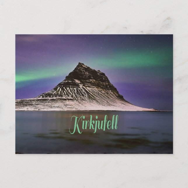 Kirkjufell Mountain in Iceland Northern Lights Postcard (Front)