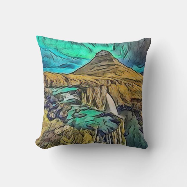 Kirkjufell Throw Pillow (Front)