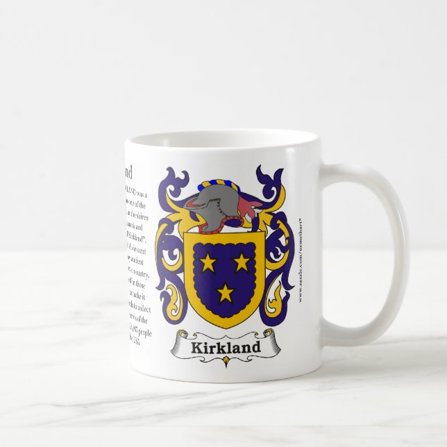 Kirkland, the Origin, the Meaning and the Crest on Coffee Mug (Right)