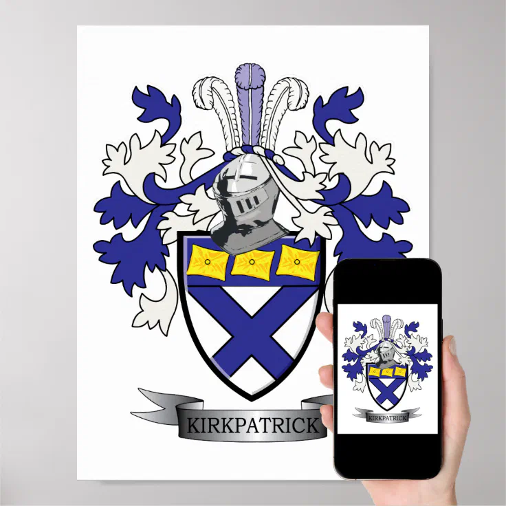 Kirkpatrick Family Crest Coat Of Arms Poster | Zazzle