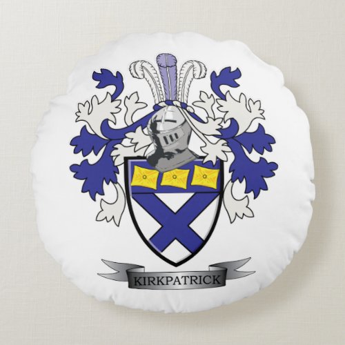 Kirkpatrick Family Crest Coat of Arms Round Pillow