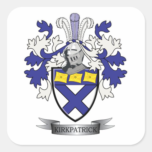 Kirkpatrick Family Crest Coat of Arms Square Sticker (Front)