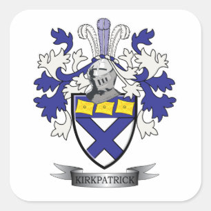 Kirkpatrick Family Crest Coat of Arms Square Sticker