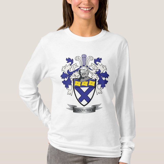 Kirkpatrick Family Crest Coat of Arms T-Shirt (Front)