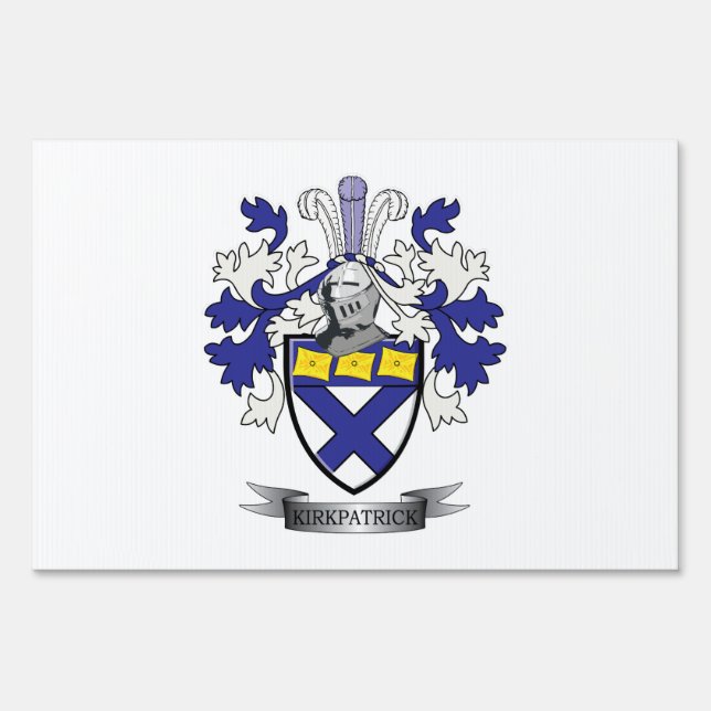 Kirkpatrick Family Crest Coat of Arms Yard Sign (Front)