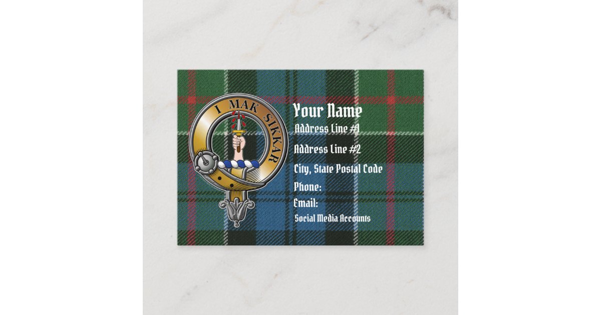 Kirkpatrick Tartan & Badge Business Card | Zazzle