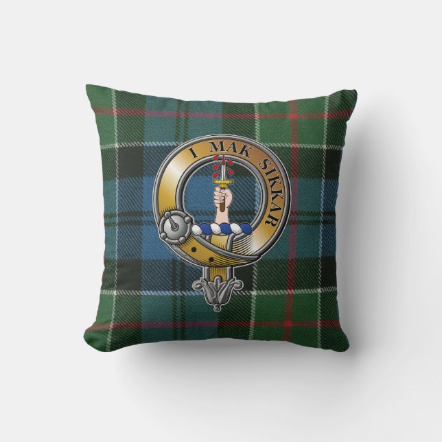 Kirkpatrick Tartan & Badge Throw Pillow (Front)