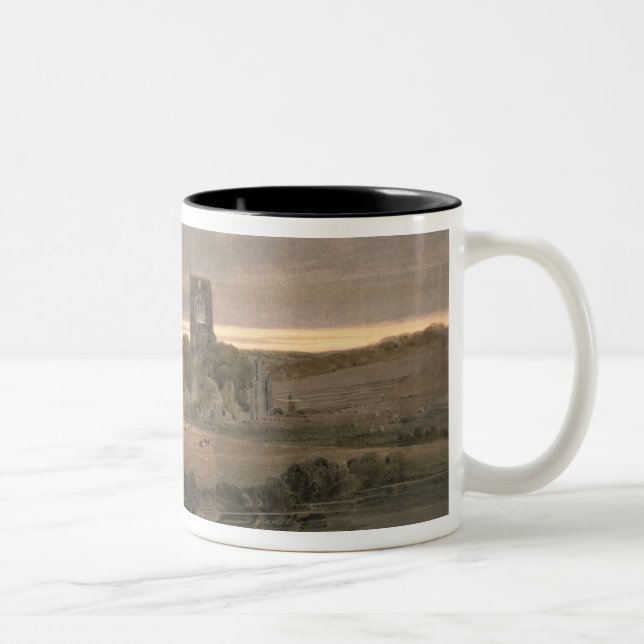 Kirkstall Abbey, Yorkshire - Evening Two-Tone Coffee Mug (Right)