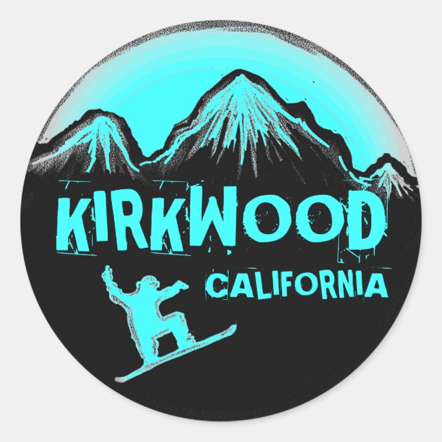 Kirkwood California teal snowboard stickers (Front)