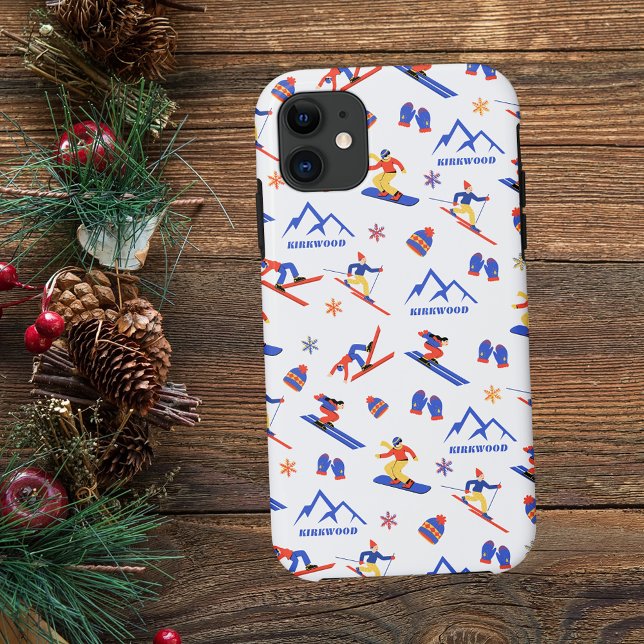 Kirkwood Mountain California Ski Snowboard Pattern Case-Mate iPhone Case (Kirkwood Mountain California ski snowboard winter snow vacation christmas holidays iphone phone case)