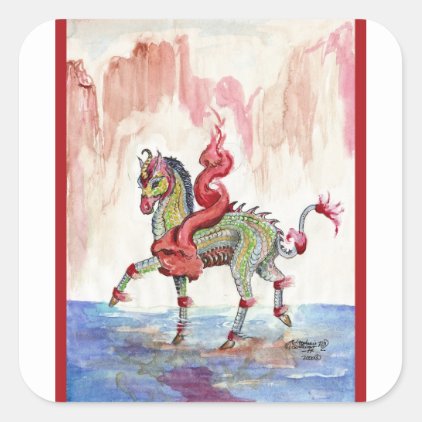 Kir&#39;rin Ki&#39;lin Dragon Unicorn Fairy Horse Square Sticker