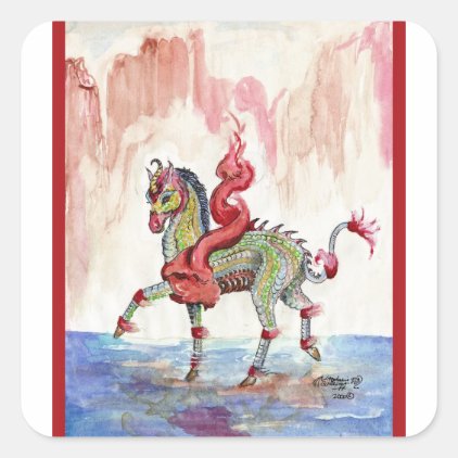 Kir'rin Ki'lin Dragon Unicorn Fairy Horse Square Sticker