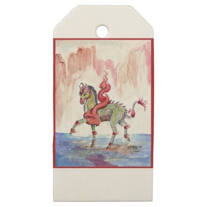 Kir&#39;rin Ki&#39;lin Dragon Unicorn Fairy Horse Wooden Gift Tags