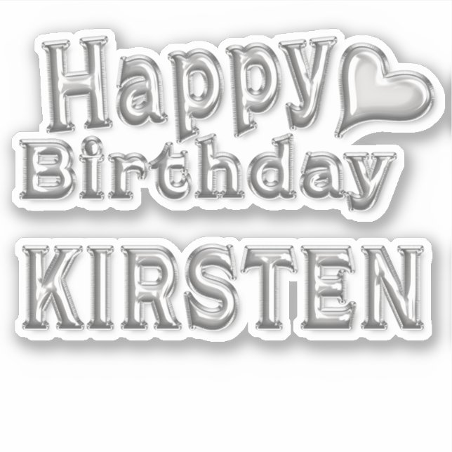 Kirsten Happy Birthday silver Sticker (Front)