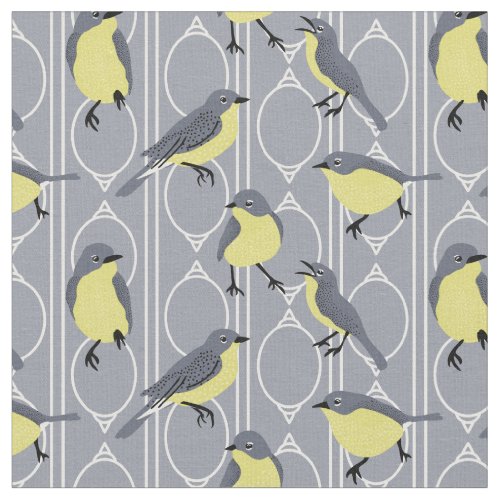 Kirtlands Warblers Bird Lovers Gray and Yellow Fabric