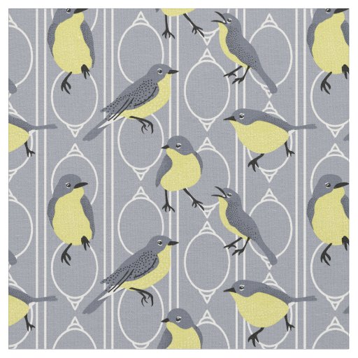 Kirtland's Warblers Bird Lovers Gray and Yellow Fabric