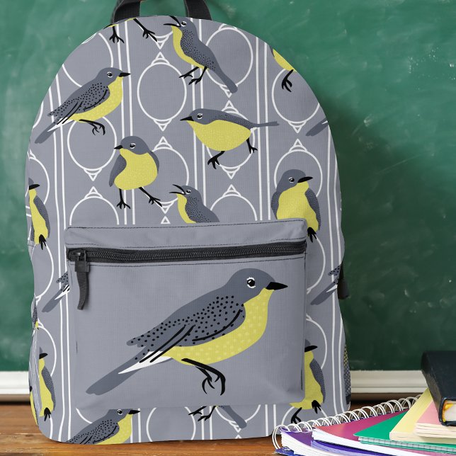 Kirtland's Warblers Bird Lovers Gray and Yellow Printed Backpack (Creator Uploaded)